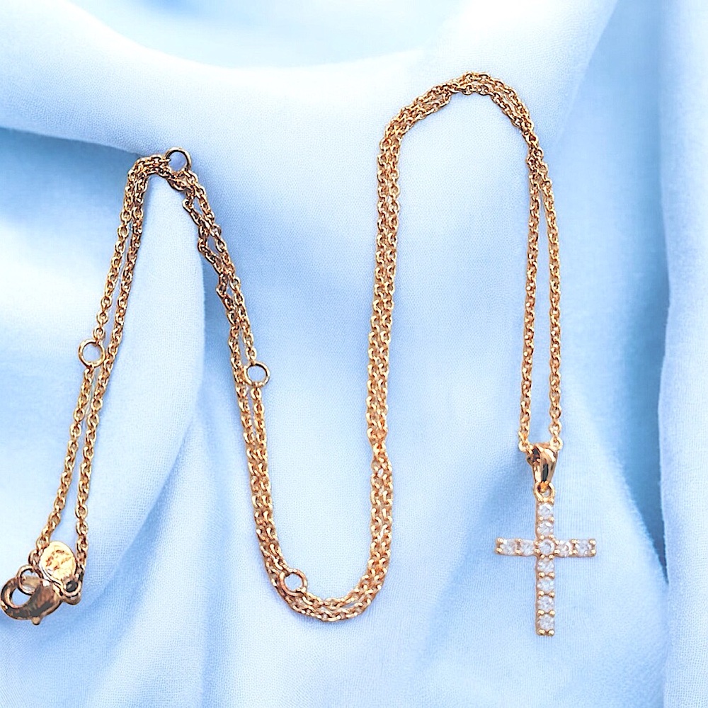 Premier Designs Rhinestone Cross Necklace Adjustable Chain 16" to 20" - Picture 11 of 15